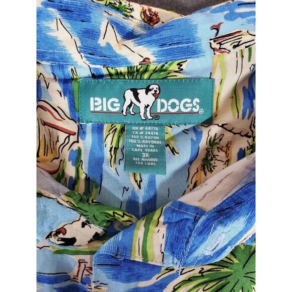 Big Dogs Mens Button Up Shirt Short Sleeve 100% Rayon 3x - Picture 4 of 7